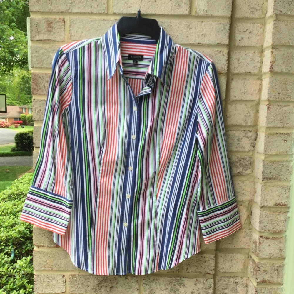 Talbots Vertical Stripe Fit Shirt - Picture 1 of 2